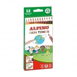 Creioane colorate, cutie carton, 12 culori/set, ALPINO - Skin Tones