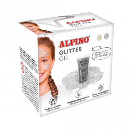 Make-up lichid, 14ml, ALPINO Glitter - argintiu