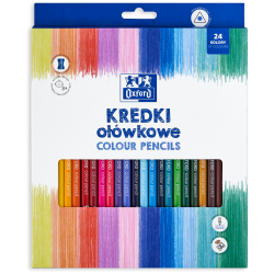 CREIOANE COLORATE OXFORD, VARF 3MM, TRIUNGHIULARE, SET 24 + ASCUTITOARE, INCLUDE AURIU, IN CUTIE DE CARTON