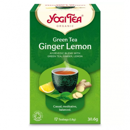 Ceai bio Verde, Ghimbir si Lamaie, 17 pliculete a 30.6 g Yogi Tea