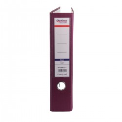 Biblioraft A4, plastifiat PP/paper, margine metalica, 75 mm, Optima Classic - visiniu