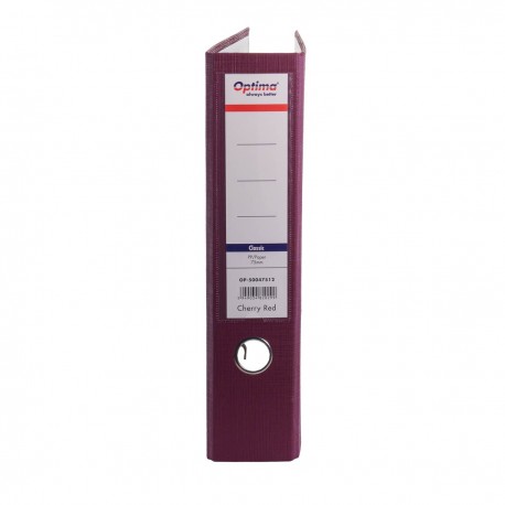 Biblioraft A4, plastifiat PP/paper, margine metalica, 75 mm, Optima Classic - visiniu