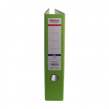Biblioraft A4, plastifiat PP/paper, margine metalica, 75 mm, Optima Classic - verde deschis
