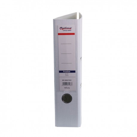 Biblioraft A4, plastifiat PP/PP, margine metalica, 75 mm, Optima Premium - alb