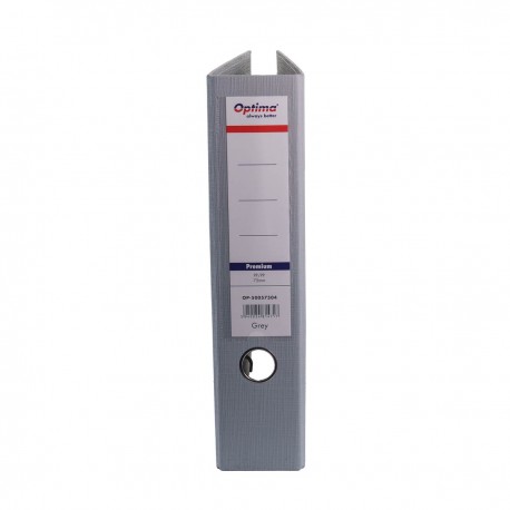 Biblioraft A4, plastifiat PP/PP, margine metalica, 75 mm, Optima Premium - gri