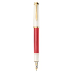 STILOU SOUVERAN M600 EDITIE SPECIALA RED-WHITE, PENITA EF AUR 14K, ACCESORII PLACATE CU PALADIU, CORP ROSU-ALB, CUTIE CADOU