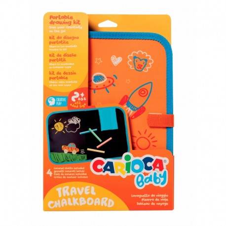 Tabla de colorat cu creta, format A4, pliabila, contine 4 bucati de creta, CARIOCA Baby