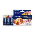 Creioane cerate pe baza de apa, cutie carton, metalice, 12 culori/set -Manley