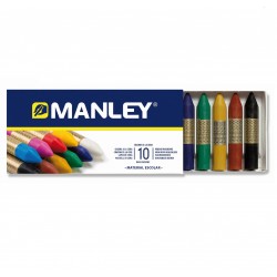 Creioane cerate, cutie carton, 10 culori/cutie - Manley