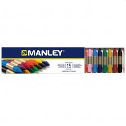 Creioane cerate, cutie carton, 15 culori/cutie - Manley