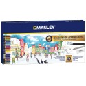 Set creioane colorate-Manley, culori asortate, ascutitoare+radiera incluse, 40 culori/set