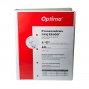 Caiet mecanic cu buzunar, plastifiat PP, 4 inele in "D", 16 mm, cotor 25mm, Optima - alb