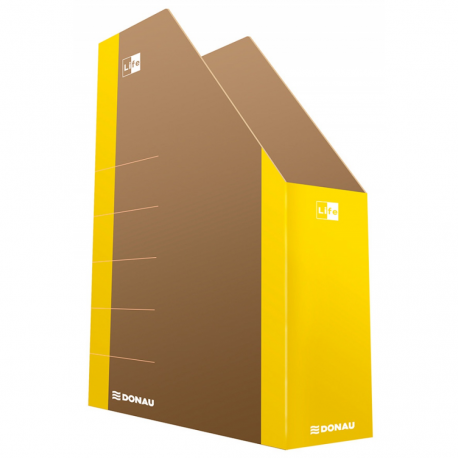 Suport vertical pentru cataloage, A4 - 8cm latime, carton 800gsm, DONAU Life - margine galbena