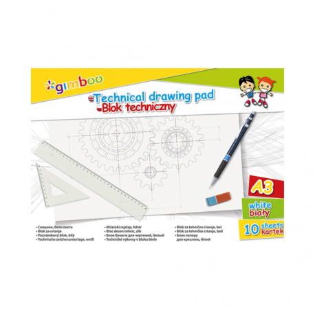 Bloc desen A3, 10 file - 150g/mp, coperta carton - foi albe