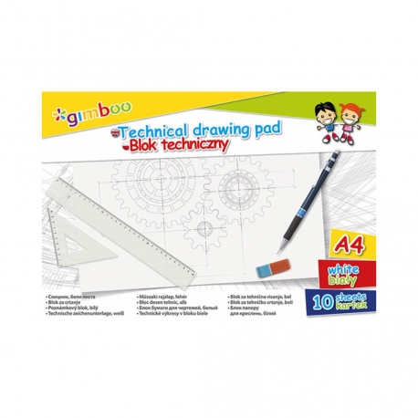 Bloc desen A4, 10 file - 150g/mp, coperta carton - foi albe