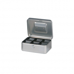 Caseta (cutie) metalica pentru bani, 200 x 170 x 90 mm, MAUL - argintie