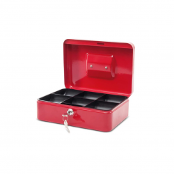 Caseta (cutie) metalica pentru bani, 250 x 190 x 90 mm, MAUL - rosie