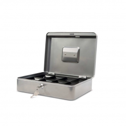 Caseta (cutie) metalica pentru bani, 300 x 250 x 87 mm, MAUL - argintie