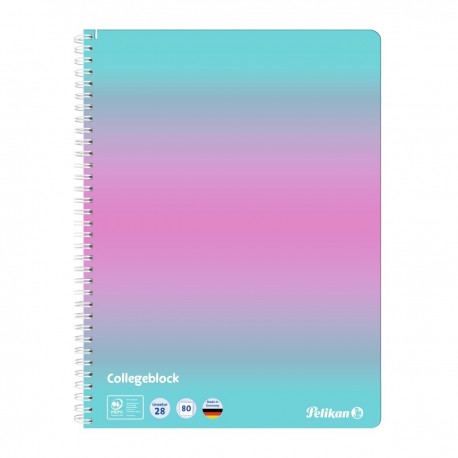 CAIET A4 80 FILE SPIRA PATRATELE PERFORAT COLOR EDITION, PEFC, CULOARE ROZ/MENTA