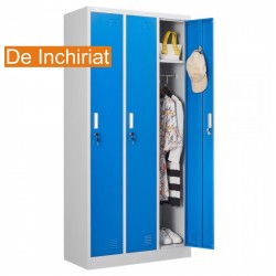 De Inchiriat - Vestiar metalic Premium 3 usi color albastru 900x450x1800 mm (LxlxH), Asamblat, Extra Plus