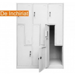 De Inchiriat - Vestiar metalic cu 6 usi Z (3x2) 1200x500x1800 mm (LxlxH), Asamblat, PLUS