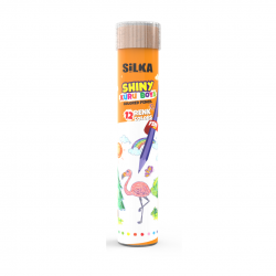 Creioane colorate, 12 culori/tub metalic, SILKA Shiny