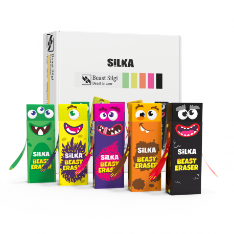Display radiere pt creion, nu lasa reziduuri, 20buc/display, SILKA Beast - design monstri