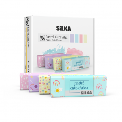 Display radiere pt creion, nu lasa reziduuri, 20buc/display, SILKA Pastel Cute - design asortat