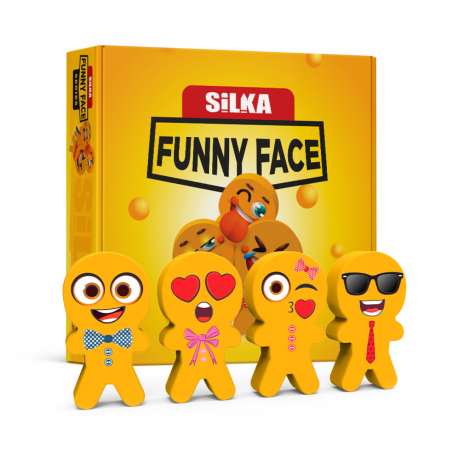 Display radiere pt creion, nu lasa reziduuri, 36buc/display, SILKA Funny Face - design omuleti funny