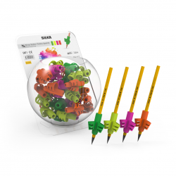 Display silicon grip pt creion, pt scriere de mana la copii, 72buc/display, SILKA Neon-design ergono