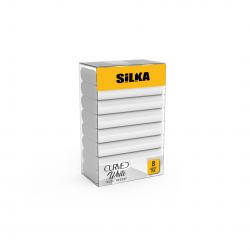 Radiera pentru creion, 42x8x23mm, PVC-free, nu lasa reziduuri, 8buc/set, SILKA Curved White - albe
