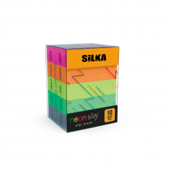 Radiera pt creion, 38x10x16mm, PVC-free, nu lasa reziduuri, 10buc/set, SILKA Corner Neon - asortate