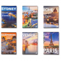 Caiet A4, 60 file, 80gr./mp, coperta carton 300gsm, design cities of the world - dictando