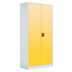 Fiset dulap metalic 4 polite+baza, 180x80x35 cm, 60 kg/polita, usi color galbene, dulap metalic neasamblat