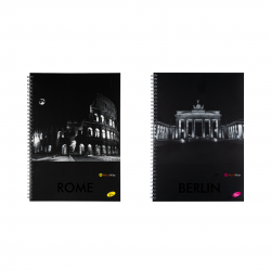 Caiet cu spirala, A4, 70 file, 70gr./mp, coperta carton 300gsm, design cities by night - dictando