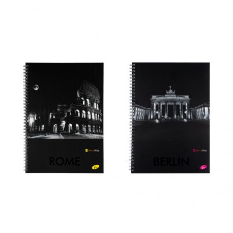 Caiet cu spirala, A4, 70 file, 70gr./mp, coperta carton 300gsm, design cities by night - dictando