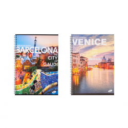 Caiet cu spirala, A4, 70 file, 70gr./mp, coperta carton 300gsm, design cities of the world - matemat