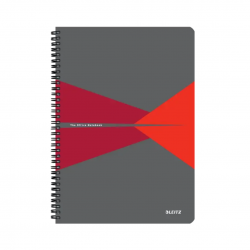 Caiet de birou LEITZ Office, carton laminat, certificare FSC, reciclabil, A4, 90 coli, cu spira, mat