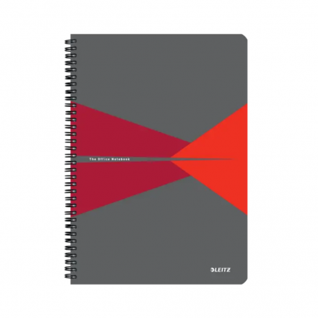 Caiet de birou LEITZ Office, carton laminat, certificare FSC, reciclabil, A4, 90 coli, cu spira, dic
