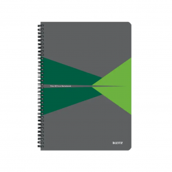 Caiet de birou LEITZ Office, carton laminat, certificare FSC, reciclabil, A4, 90 coli, cu spira, mat