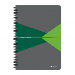 Caiet de birou LEITZ Office, carton laminat, certificare FSC, reciclabil, A5, 90 coli, cu spira, mat