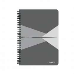 Caiet de birou LEITZ Office, carton laminat, certificare FSC, reciclabil, A5, 90 coli, cu spira, mat