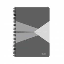 Caiet de birou LEITZ Office, carton laminat, certificare FSC, reciclabil, A5, 90 coli, cu spira, dic