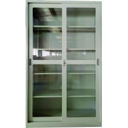 Dulap metalic Premium usi sticla culisante 4 rafturi, 1200x450x2000 mm (LxlxH), 50 kg/polita, PLUS