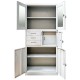 Dulap metalic Premium usi sticla cu 3 rafturi, 3 sertare si seif 900x400x1800 mm (LxlxH), 50 kg/polita, inchidere cu cheie, PLUS