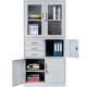 Dulap metalic Premium Asamblat usi sticla cu 3 rafturi, 3 sertare si seif 900x400x1800 mm (LxlxH), 50 kg/polita, PLUS