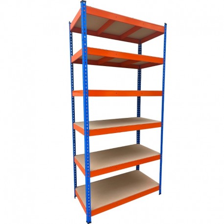 Raft metalic PROFESIONAL Premium 2500x1000x400 mm (HxLxl) lacuit albastru/portocaliu 6 polite MDF, 3000 kg, 7 ani garantie, PLUS