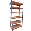 Raft metalic PROFESIONAL Premium 2500x1000x400 mm (HxLxl) lacuit albastru/portocaliu 6 polite MDF, 3000 kg, 7 ani garantie, PLUS