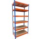 Raft metalic PROFESIONAL Premium 2500x1200x600 mm (HxLxl) lacuit albastru/portocaliu 6 polite MDF, 3000 kg, 7 ani garantie, PLUS