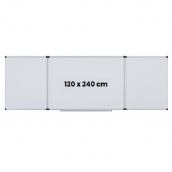 Tabla alba magnetica, triptica, 120x240cm + 2 x 120x120cm, cu 5 suprafete de scris, Optima
